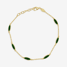 Load image into Gallery viewer, 14k Yellow Gold Marquise Inlay Gemstone Station Bracelets
