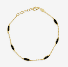 Load image into Gallery viewer, 14k Yellow Gold Marquise Inlay Gemstone Station Bracelets
