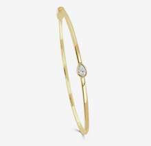 Load image into Gallery viewer, 14k White or Yellow Gold Bezel Set Pear Shaped Diamond Bangle Bracelet
