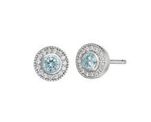 Load image into Gallery viewer, Kelly Waters Platinum Plated Gemstone Stud Earrings w/ CZ Halo
