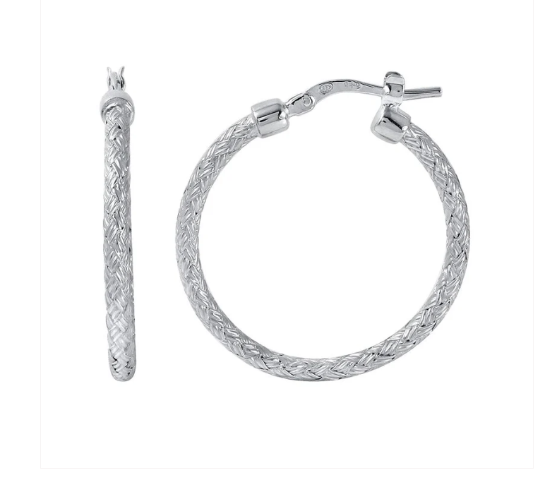 Sterling Silver Mesh Hoop Earrings (SI2460)