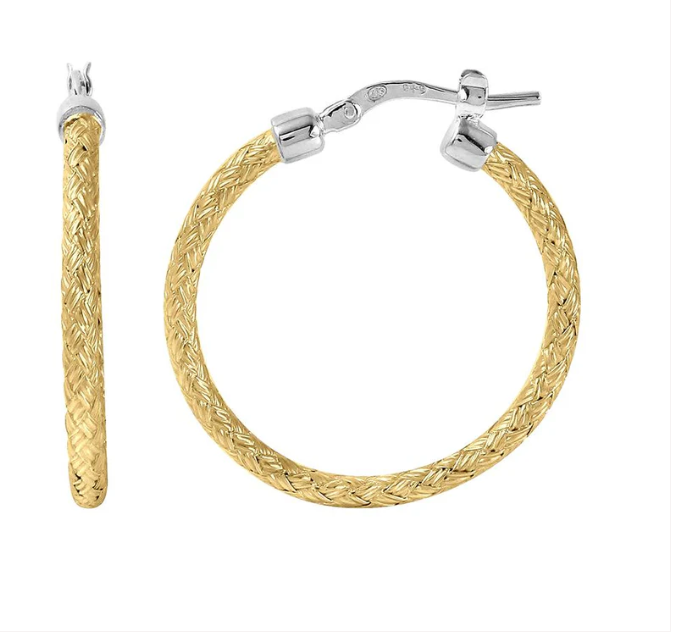 Gold Plated Mesh Hoop Earrings (SI2485)