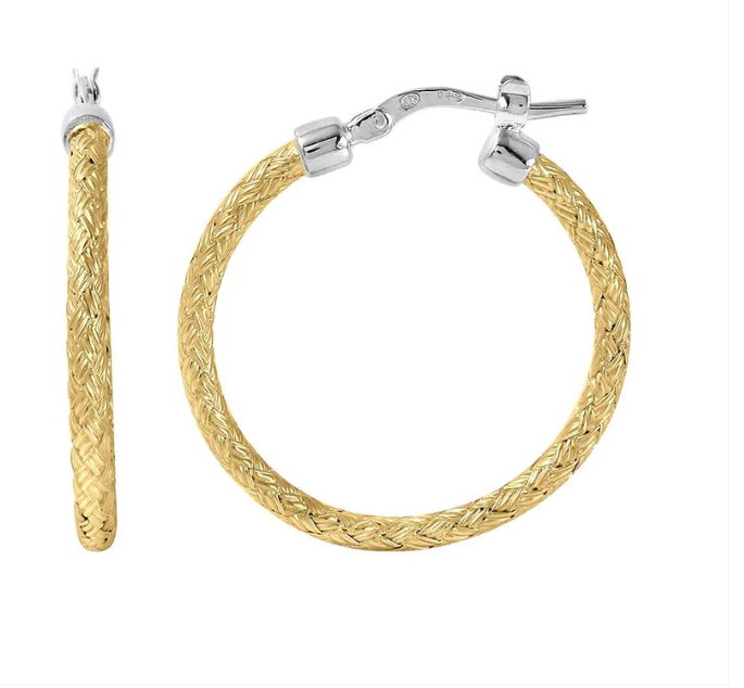 CLEARANCE - Gold Plated Mesh Hoop Earrings (SI2485)