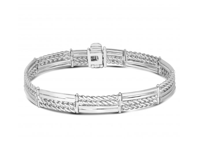 Men's Sterling Silver Rectangle Bar Bracelet (SI2497)