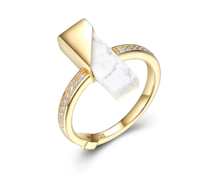 ELLE Gold Howlite Ring (SI2710)