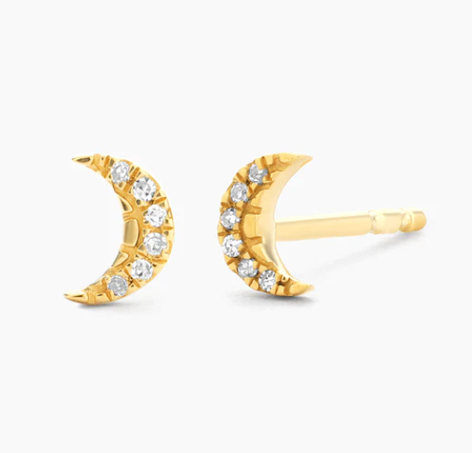 Ella Stein Gold Diamond Mini Crescent Moon Earrings (SI3242)