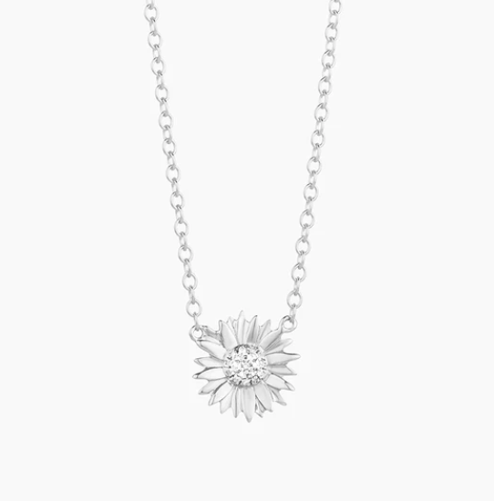 Ella Stein Silver Diamond Sunflower Necklace (SI3260)