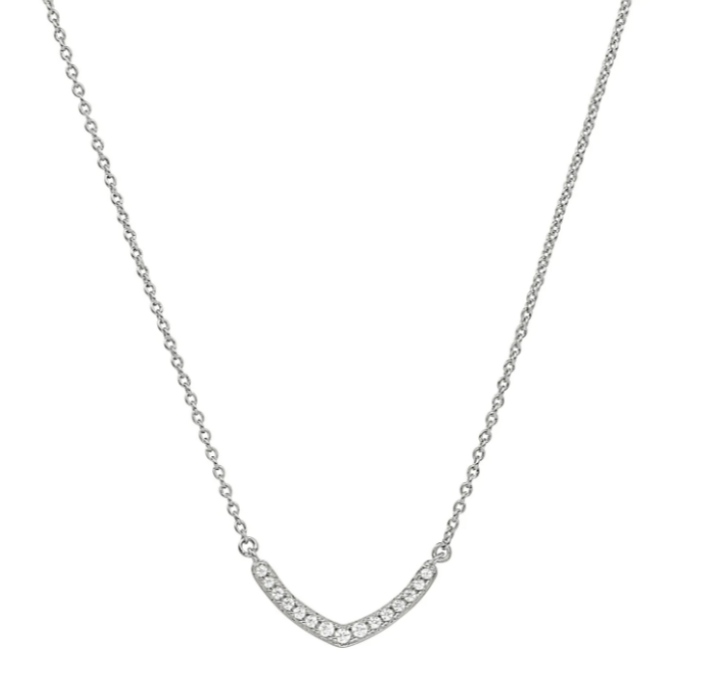 Kelly Waters Platinum Finish Chevron CZ Necklace (SI3333)