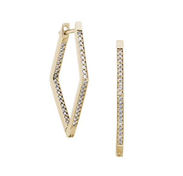 Kelly Waters Gold Plated Diamond Shape CZ Hoop Earrings (SI3336)