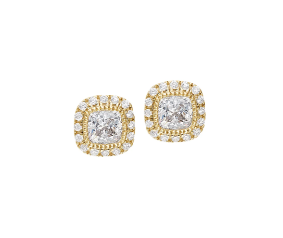 Kelly Waters Gold Vermeil Micropave Simulated Diamond Stud Earrings (SI3337)