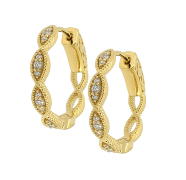 Kelly Waters Gold Vermeil Marquise CZ Pod Hoop Earrings (SI3339)