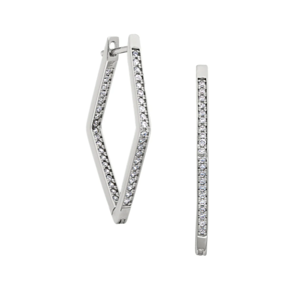 Kelly Waters Sterling Silver Diamond Shape CZ Hoop Earrings (SI3343)