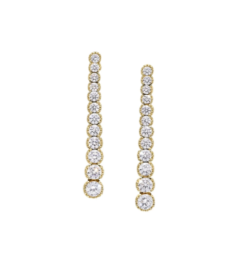 Kelly Waters Gold Plated Micropave CZ Graduating Drop Earrings (SI3354)