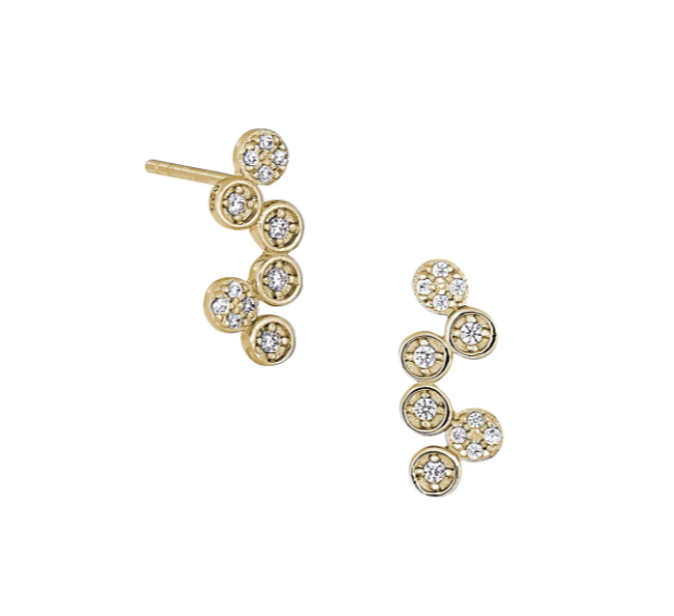 Kelly Waters Gold Plated Micropave CZ Bubble Stud Earrings (SI3359)