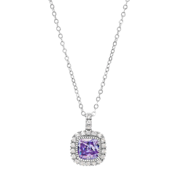 Kelly Waters Sterling Silver Simulated Amethyst & CZ Necklace (SI3323)