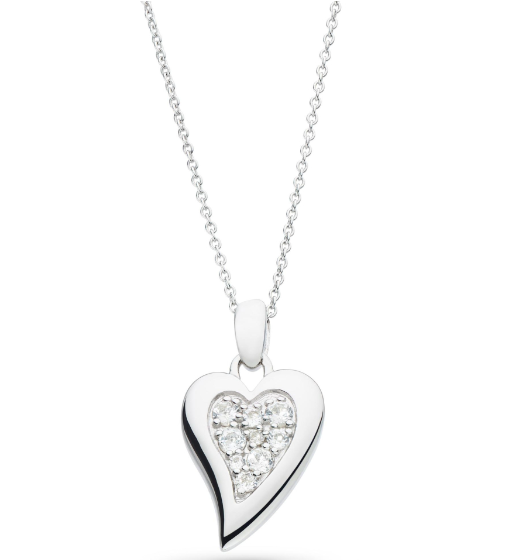 Kit Heath Sterling Silver Desire White Topaz Large Heart Necklace (SI3369)