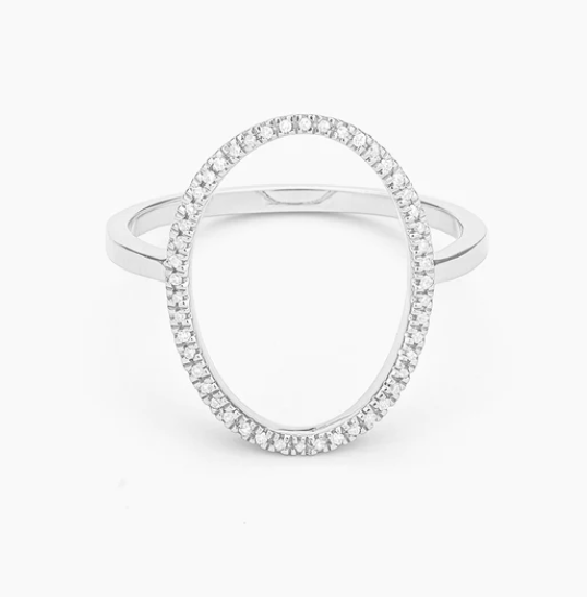 Ella Stein Silver Diamond Oval Ring (SI3489)