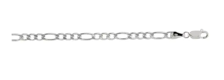 Sterling Silver Rhodium Plated 3.7mm Figaro Chain 18