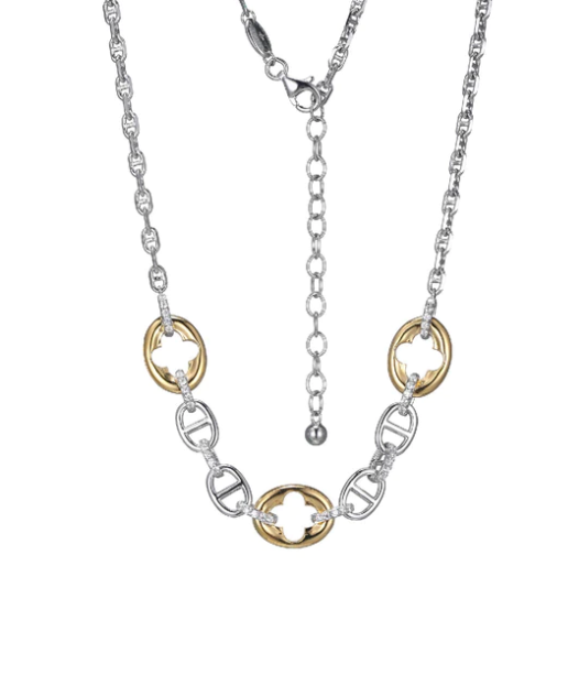 Two Tone Marina Link Necklace (SI4948)