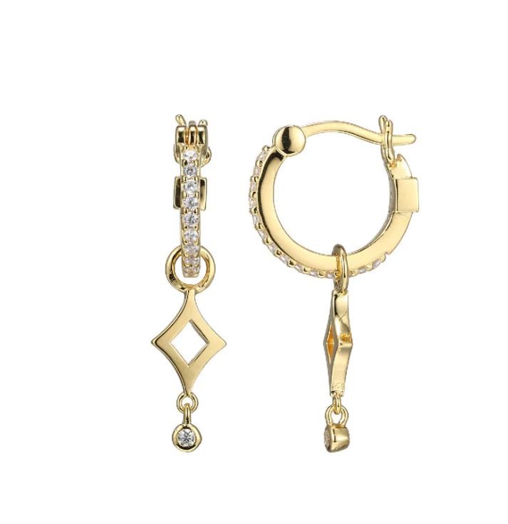 ELLE Gold Plated Rhombus CZ Hoop Earrings (SI5091)