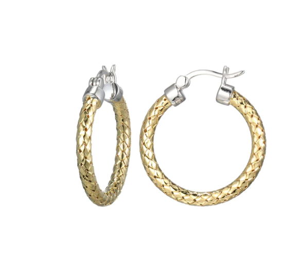 Gold Plated Mesh Small Hoop Earrings (SI5224)