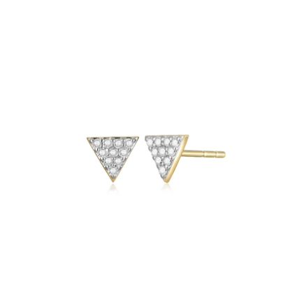14k Yellow Gold Diamond Triangle Stud Earrings (SI5228)
