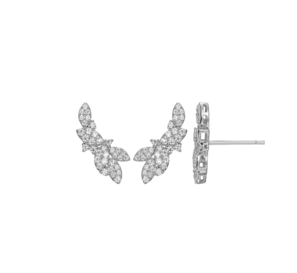 Sterling Silver CZ Scattered Marquise Stud Earrings (SI5233)