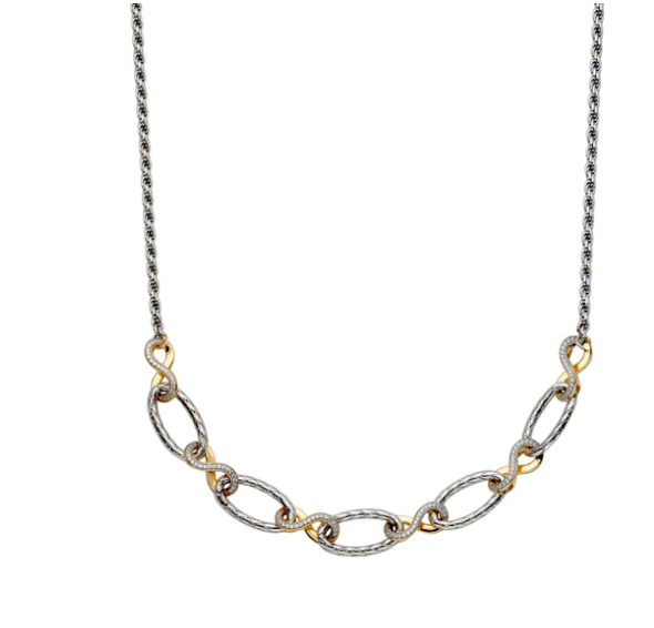 Sterling Silver & Gold Plated Mesh Link Necklace (SI5243)