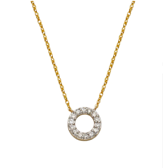 14k Yellow Gold Diamond Circle Necklace (I8342)