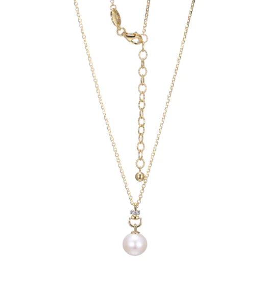 Gold Plated Sterling Silver Freshwater Pearl Drop Necklace (SI5256)
