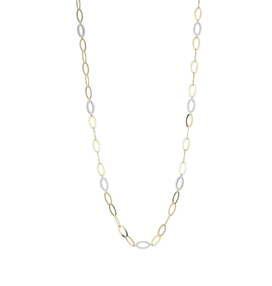 Two Tone Marquise Link Long Necklace (SI5258)