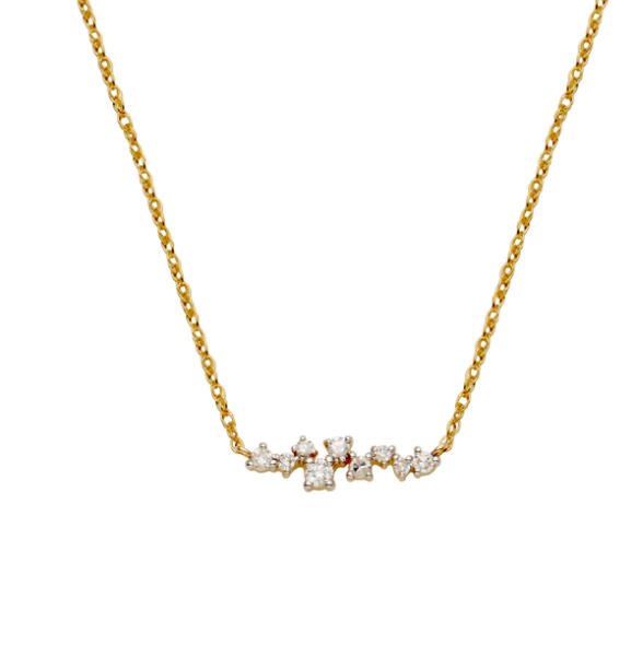 14k Yellow Gold Scattered Diamond Necklace (I8353)