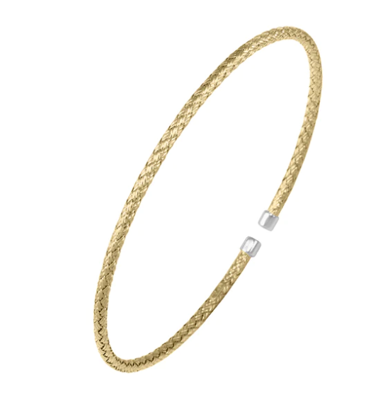 Gold Plated Sterling Silver Mesh Flex Cuff Bracelet (SI5281)