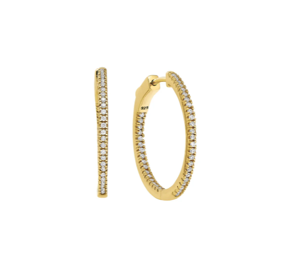 Kelly Waters Gold Plated Inside Out CZ Round Hoops 1