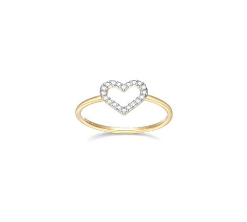 14k Yellow Gold Diamond Heart Ring (I8344)