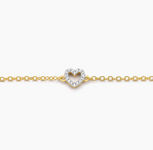 Load image into Gallery viewer, Ella Stein Sterling Silver/Gold Plated Petite Diamond Heart Bracelets

