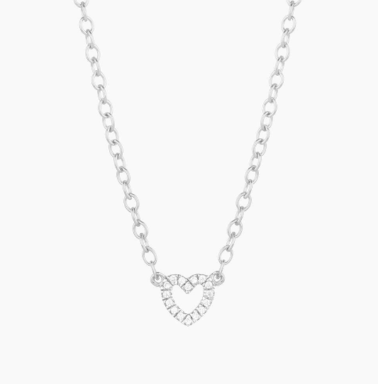 Ella Stein Sterling Silver/Gold Plated Petite Diamond Heart Necklace