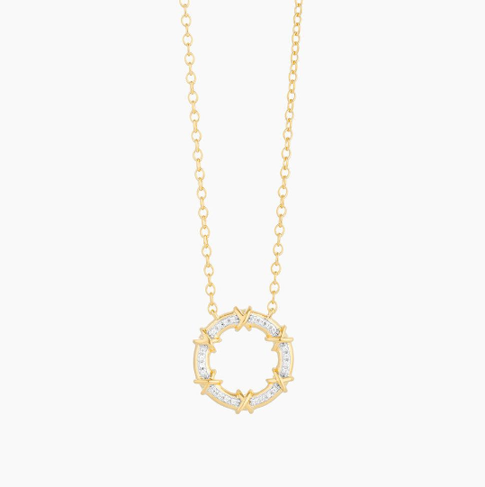 Ella Stein Gold Plated Kissed Ring Diamond Necklace (SI6573)