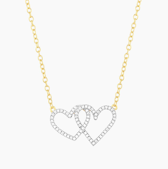 Ella Stein Gold Plated Twin Diamond Hearts Necklace (SI6574)