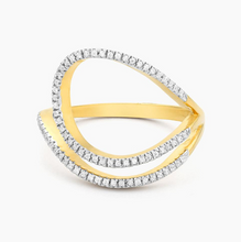Load image into Gallery viewer, Ella Stein Gold Plated/Sterling Silver Diamond &quot;Navigate the Night&quot; Statement Ring
