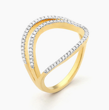 Load image into Gallery viewer, Ella Stein Gold Plated/Sterling Silver Diamond &quot;Navigate the Night&quot; Statement Ring
