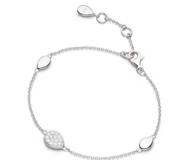 Kit Heath Silver Coast Pebble Glisten Pave CZ Station Bracelet (SI6818)