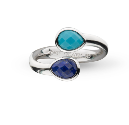 Kit Heath Sterling Silver Rhodium Plated Lapis & Magnesite Wraparound Ring