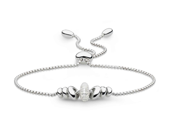 Kit Heath Sterling Silver Rhodium Plated Tumble CZ Glisten Toggle Bracelet (SI6830)