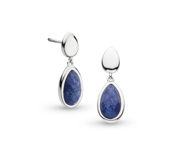 Kit Heath Sterling Silver Rhodium Plated Lapis Drop Earrings (SI6836)