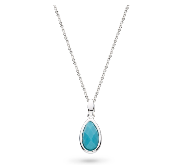 Kit Heath Sterling Silver Rhodium Plated Coast Pear Shaped Turquoise Colored Magnesite Necklace (SI6835)