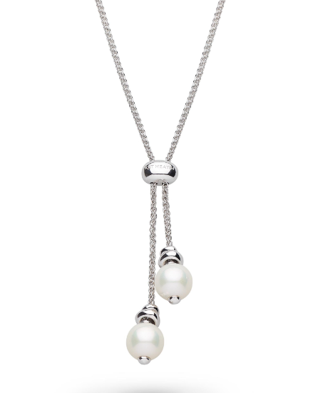 Kit Heath Sterling Silver Rhodium Plated Coast Tumble Pearl Lariat Necklace (SI6906)