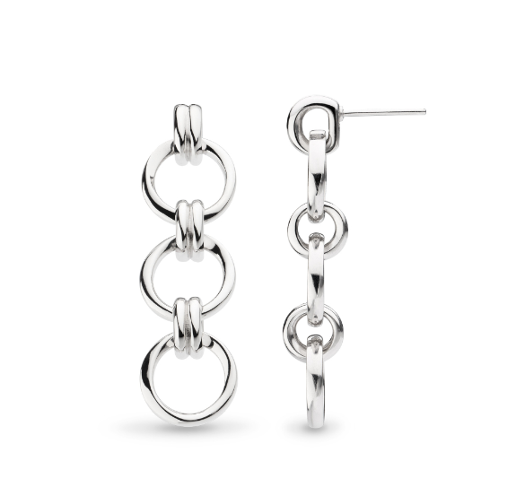 Kit Heath Sterling Silver Rhodium Plated Trio Drop Dangle Earrings (SI6909)