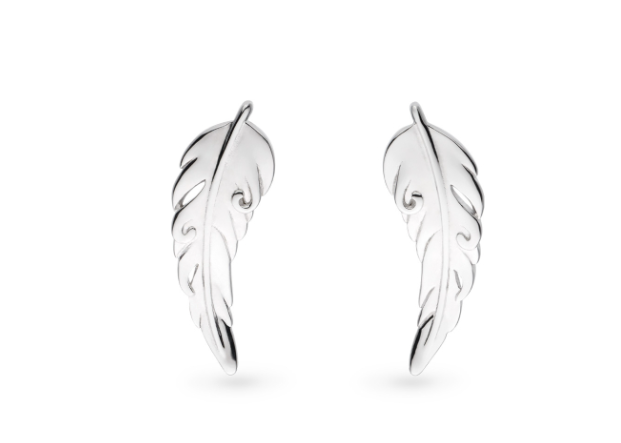 Kit Heath Sterling Silver Rhodium Plated Feather Wisp Stud Earrings (SI7881)