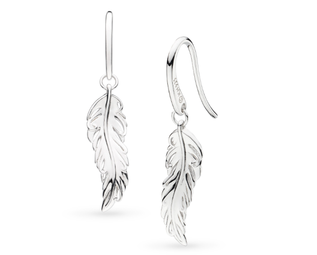 Kit Heath Sterling Silver Rhodium Plated Feather Wisp Drop Earrings (SI7883)